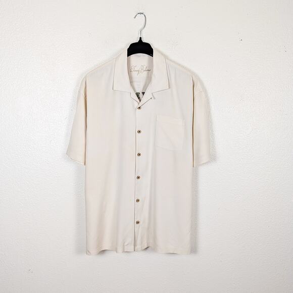 Tommy Bahama Men's 2XL Camp Shirt Rum Bar Embroidered Beige Silk - Picture 2 of 10